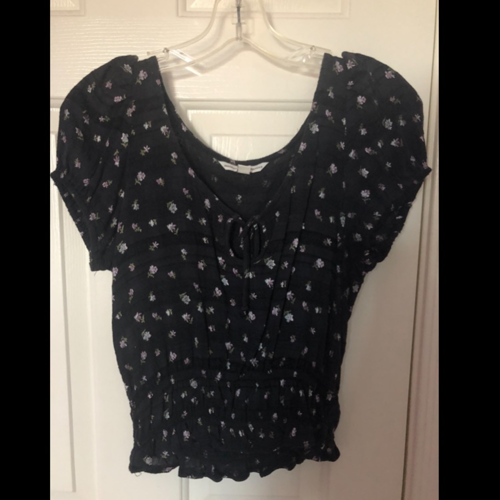 Navy blouse like top with small flowers